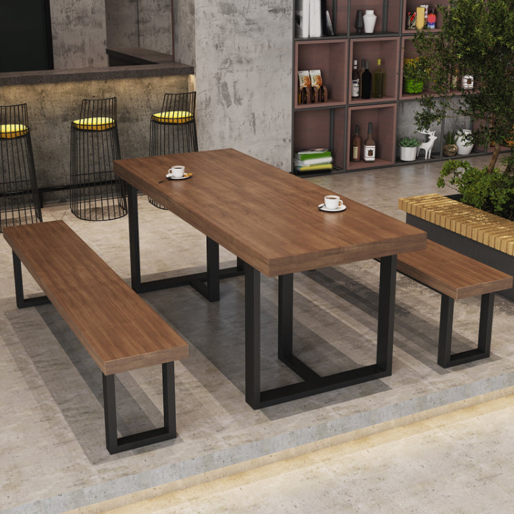Industrial Rectangle Bar Table Set 1/5/7 Pieces Solid Wood Pub Table Set for Indoor