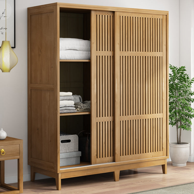 Modern Pine Solid Wood Wardrobe Freestanding Multifunctional Wardrobe Armoire