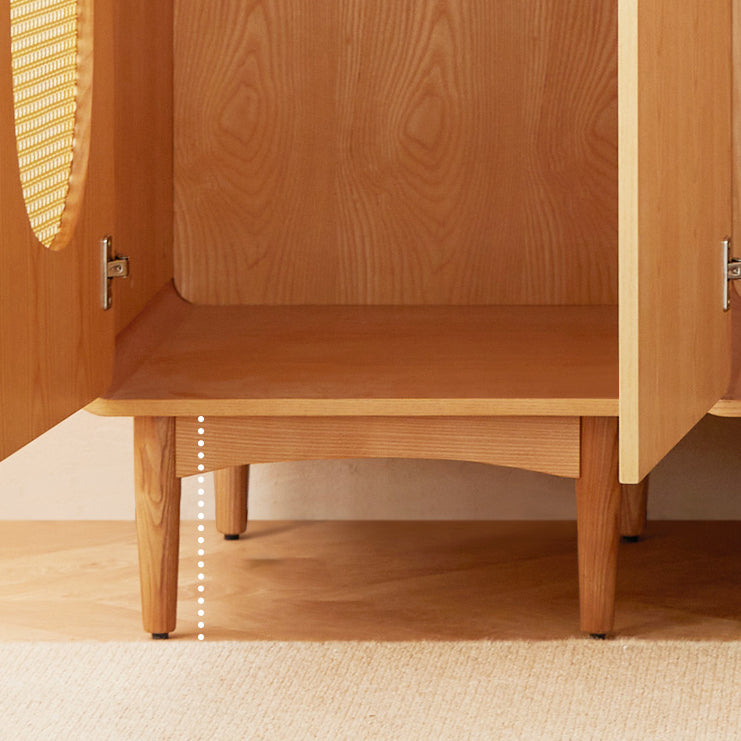 Freestanding Solid Wood Wardrobe Modern Wardrobe with Legs in Natural