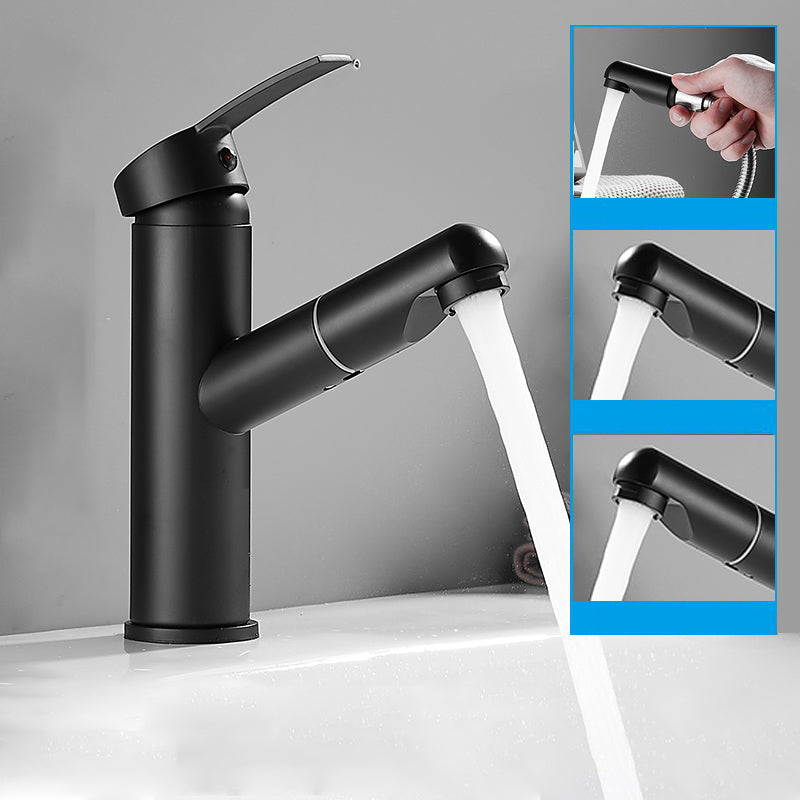 Modern Bathroom Vessel Faucet Swivel Spout Single Handle Faucet with Pull down Sprayer