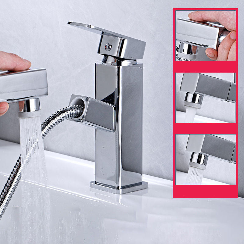 Modern Bathroom Vessel Faucet Swivel Spout Single Handle Faucet with Pull down Sprayer