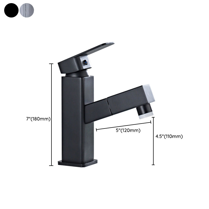 Modern Bathroom Vessel Faucet Swivel Spout Single Handle Faucet with Pull down Sprayer