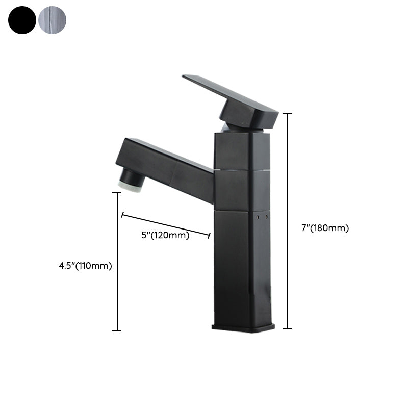 Modern Bathroom Vessel Faucet Swivel Spout Single Handle Faucet with Pull down Sprayer