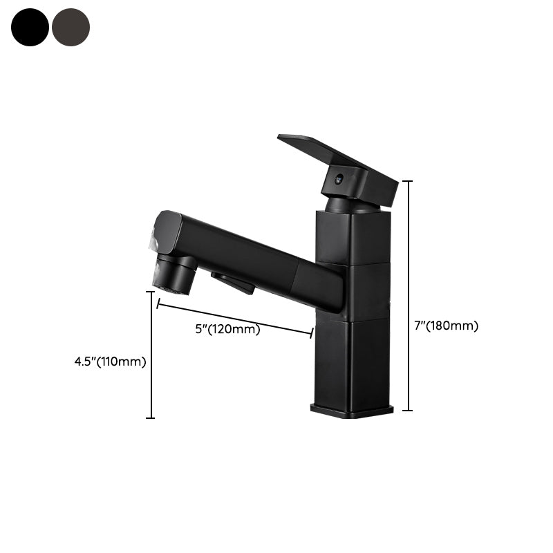 Modern Bathroom Vessel Faucet Swivel Spout Single Handle Faucet with Pull down Sprayer