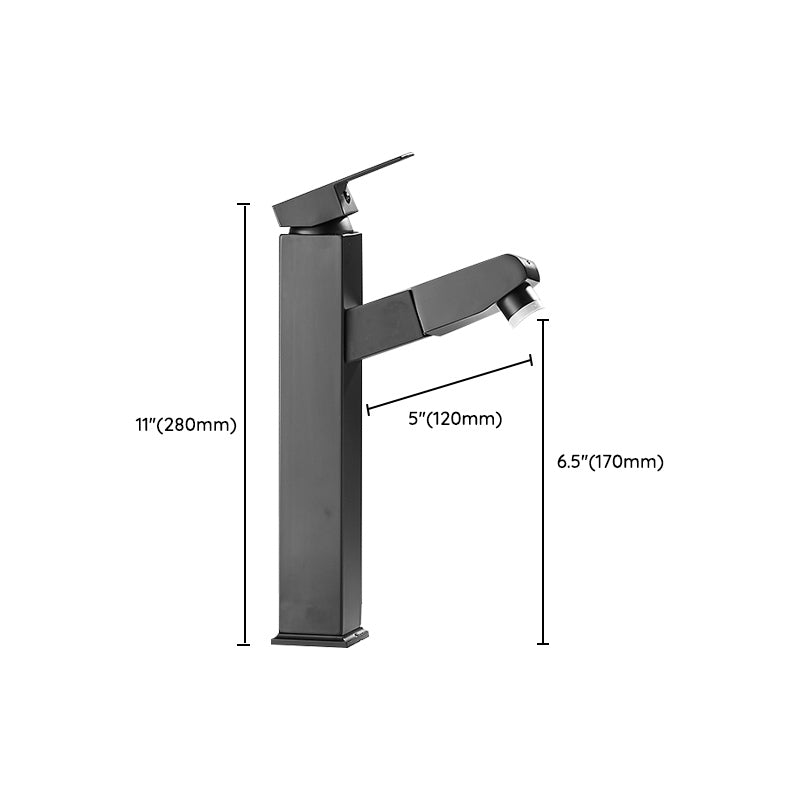 Modern Bathroom Vessel Faucet Swivel Spout Single Handle Faucet with Pull down Sprayer