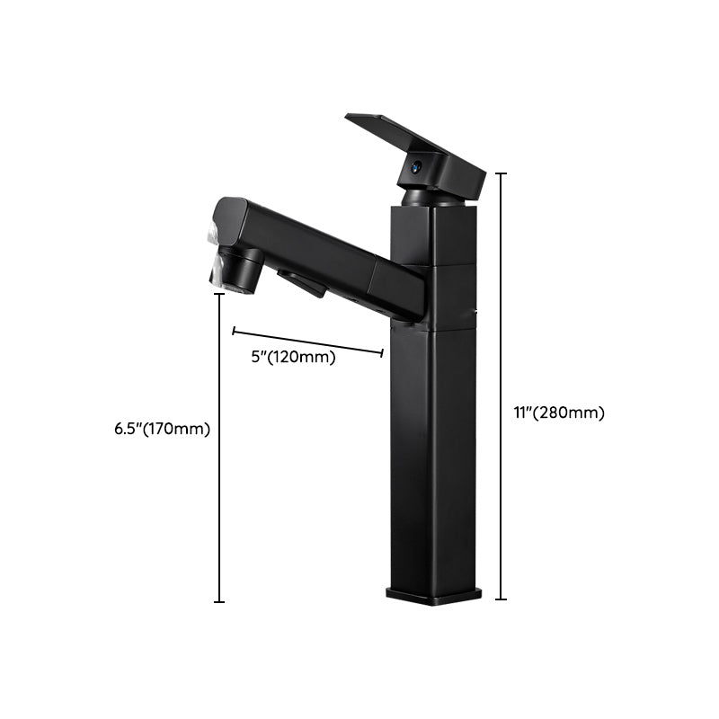 Modern Bathroom Vessel Faucet Swivel Spout Single Handle Faucet with Pull down Sprayer