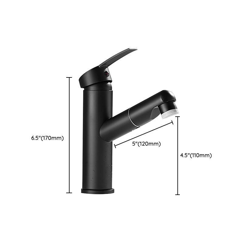 Modern Bathroom Vessel Faucet Swivel Spout Single Handle Faucet with Pull down Sprayer