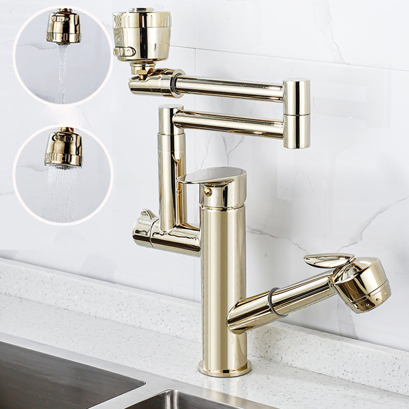 Modern High Arch Pot Filler Faucet Swivel Spout with Pull Down Sprayer