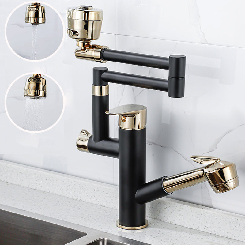 Modern High Arch Pot Filler Faucet Swivel Spout with Pull Down Sprayer