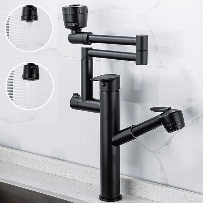 Modern High Arch Pot Filler Faucet Swivel Spout with Pull Down Sprayer