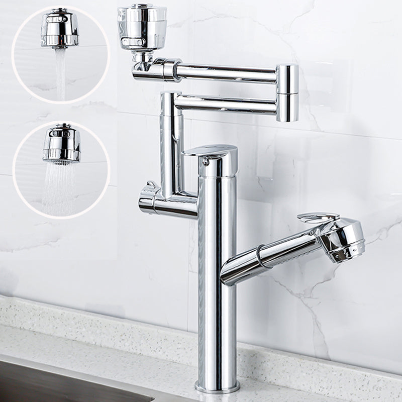 Modern High Arch Pot Filler Faucet Swivel Spout with Pull Down Sprayer