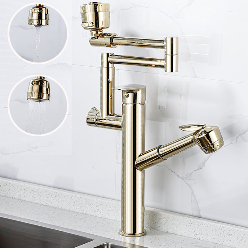 Modern High Arch Pot Filler Faucet Swivel Spout with Pull Down Sprayer