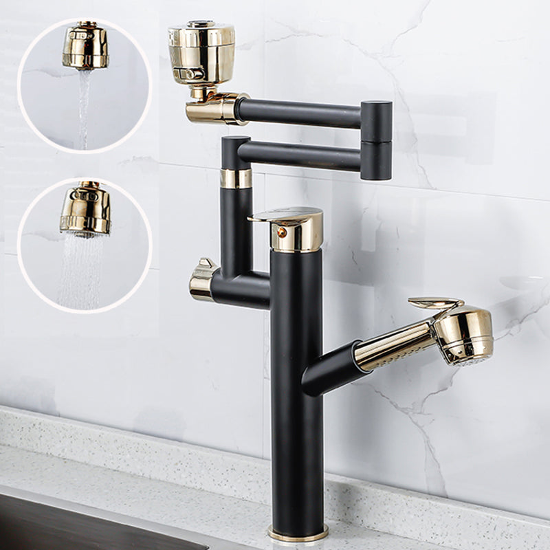 Modern High Arch Pot Filler Faucet Swivel Spout with Pull Down Sprayer