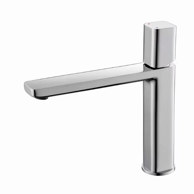 Modern Bathroom Sink Faucet with Single Handle Brass Square Faucet