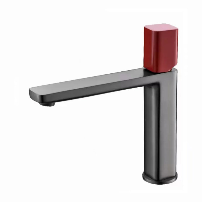 Modern Bathroom Sink Faucet with Single Handle Brass Square Faucet