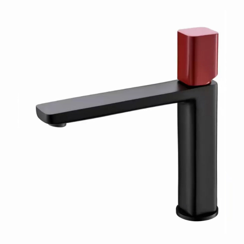 Modern Bathroom Sink Faucet with Single Handle Brass Square Faucet