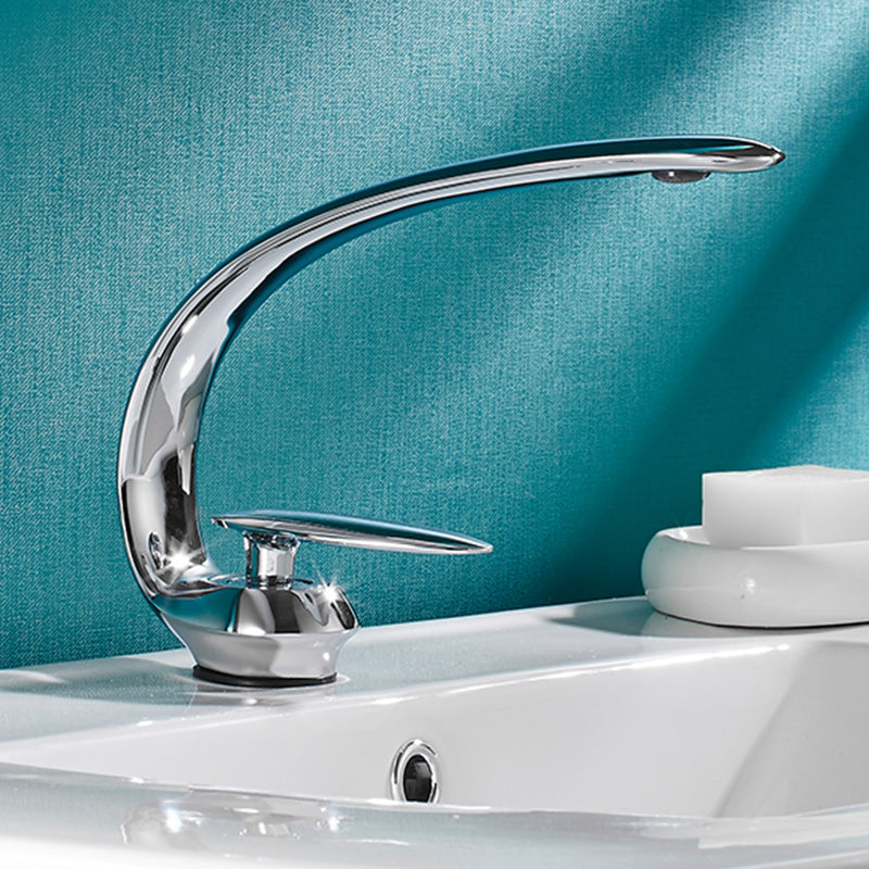 Luxury Single Handle Sink Faucet Brass Bathroom Gooseneck Faucet