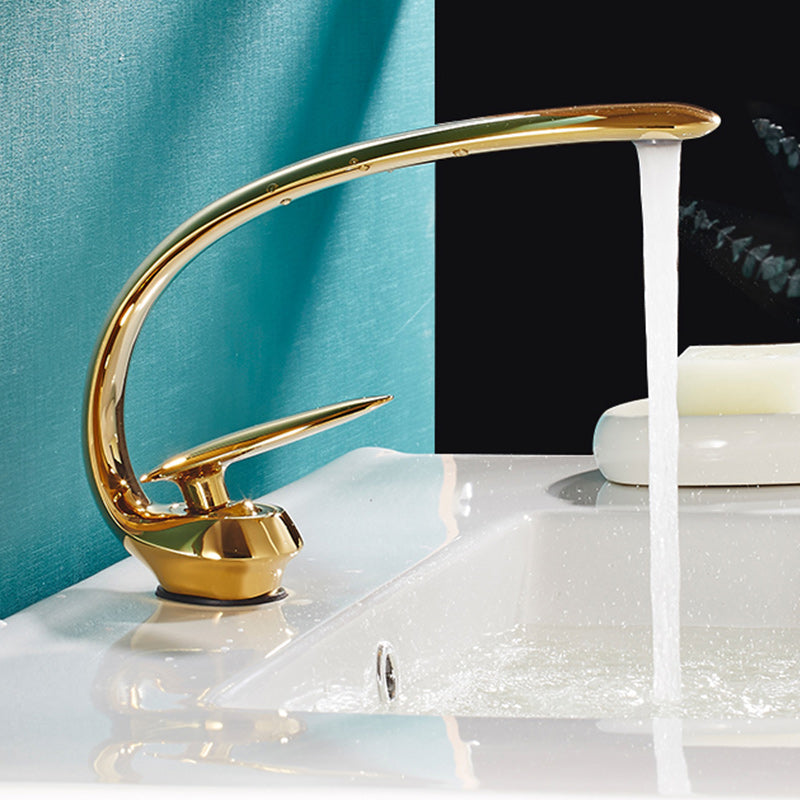 Luxury Single Handle Sink Faucet Brass Bathroom Gooseneck Faucet