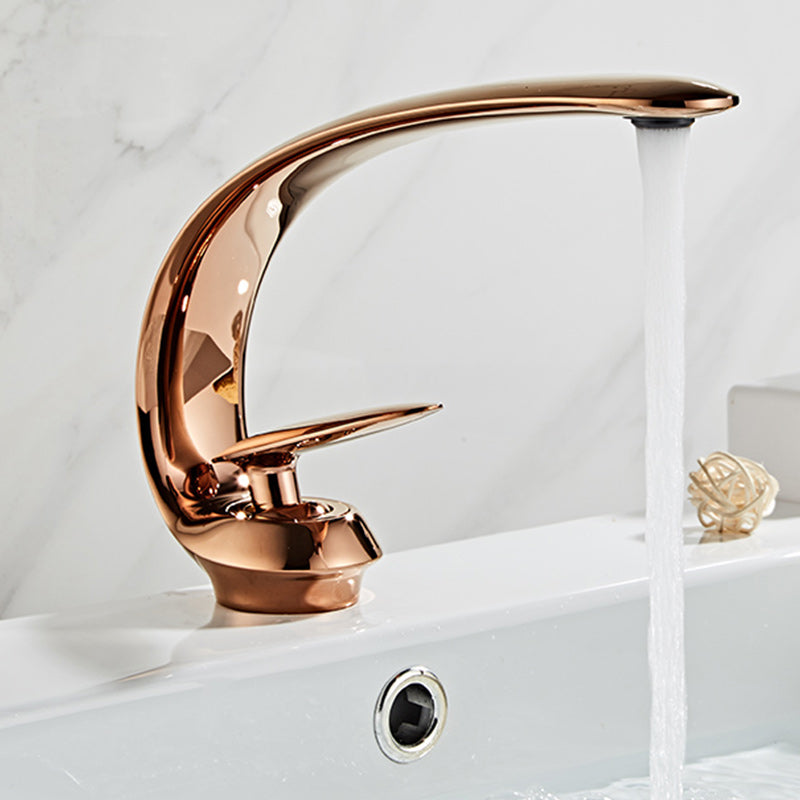 Luxury Single Handle Sink Faucet Brass Bathroom Gooseneck Faucet