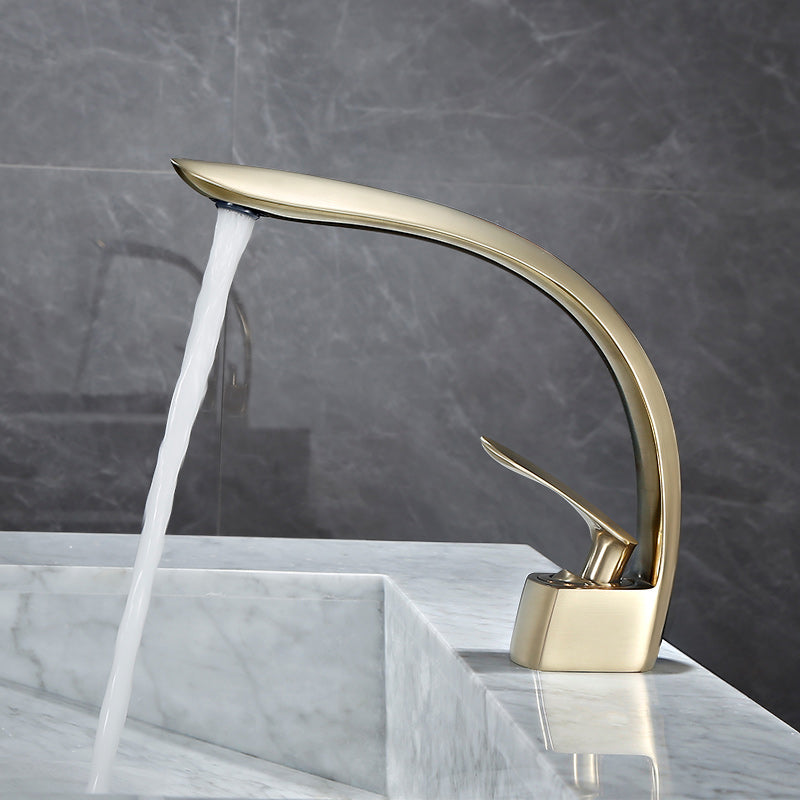 Glam Single Handle Sink Faucet Brass Bathroom Gooseneck Faucet