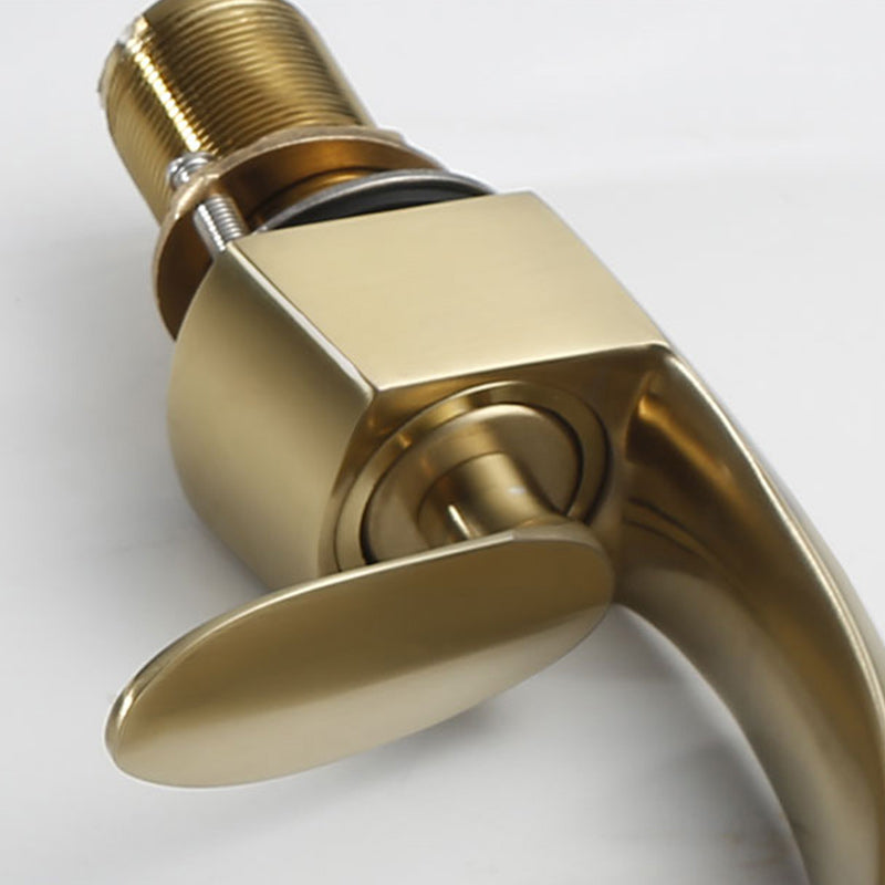 Glam Single Handle Sink Faucet Brass Bathroom Gooseneck Faucet