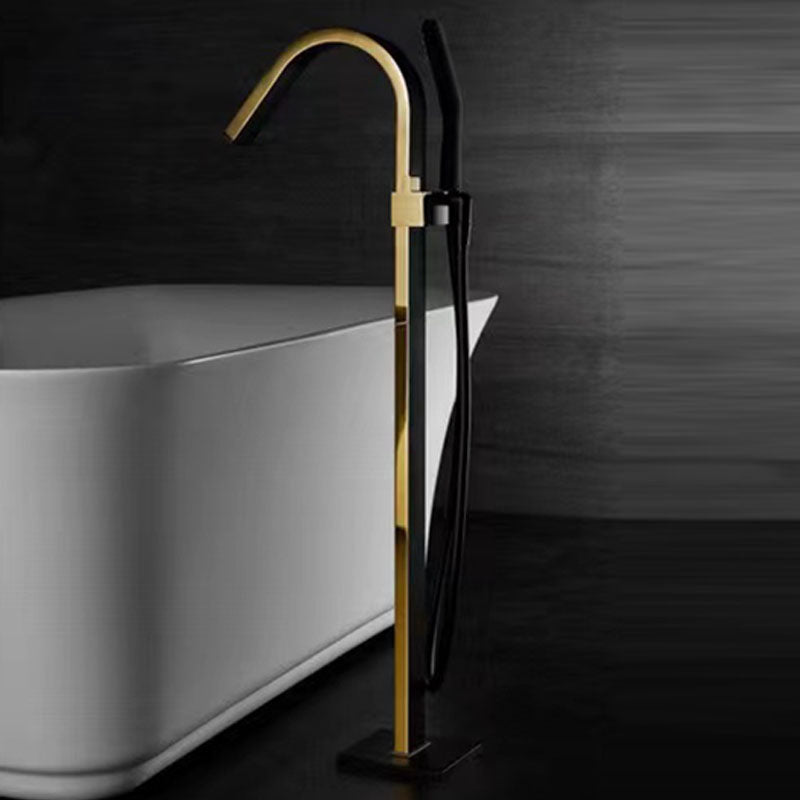 Modern Freestanding Bathtub Faucet Copper Floor Mounted Lever Handle Tub Faucet Trim