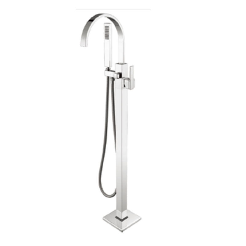 Modern Freestanding Bathtub Faucet Copper Floor Mounted Lever Handle Tub Faucet Trim