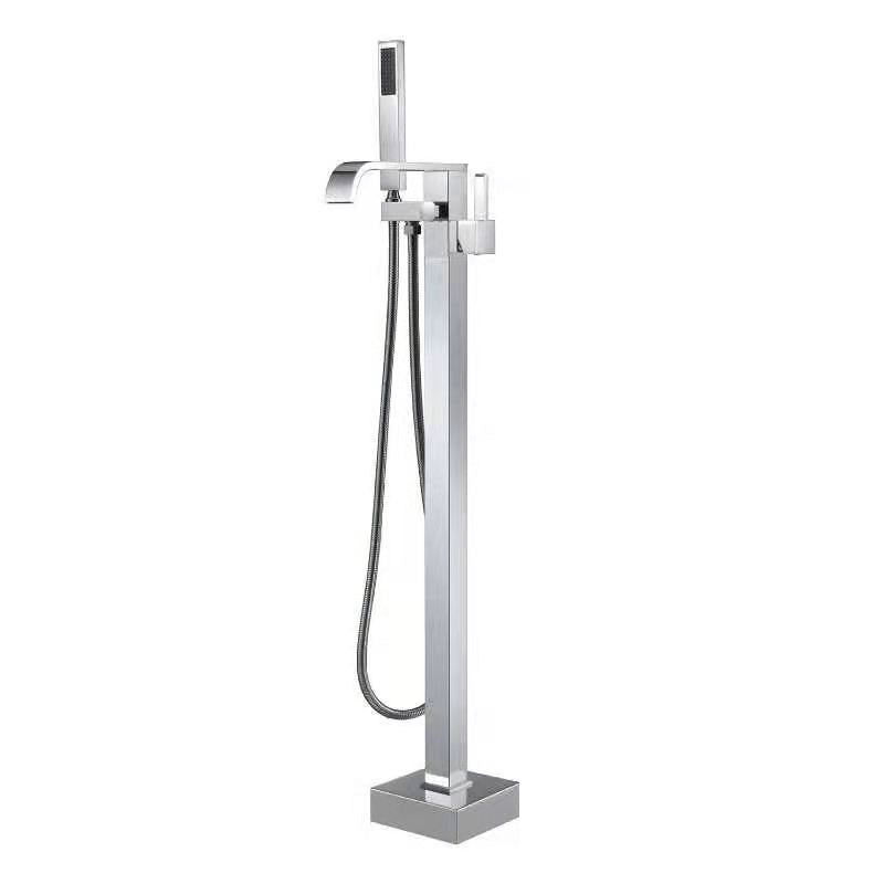 Modern Freestanding Bathtub Faucet Copper Floor Mounted Lever Handle Tub Faucet Trim