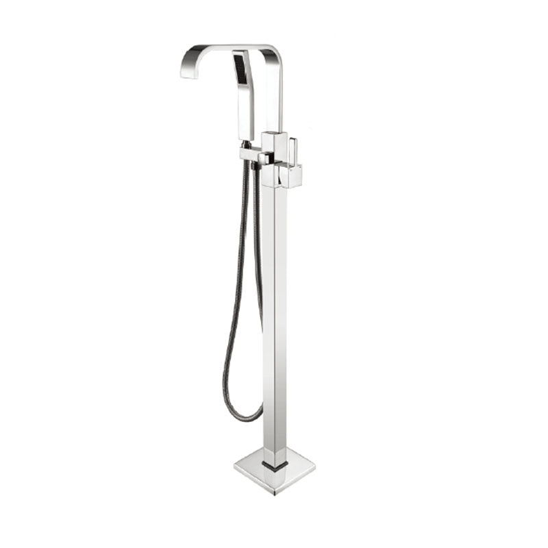Modern Freestanding Bathtub Faucet Copper Floor Mounted Lever Handle Tub Faucet Trim