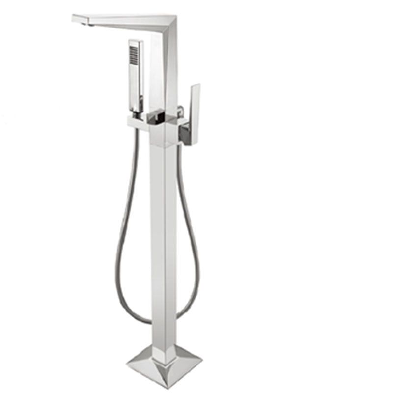 Modern Freestanding Bathtub Faucet Copper Floor Mounted Lever Handle Tub Faucet Trim