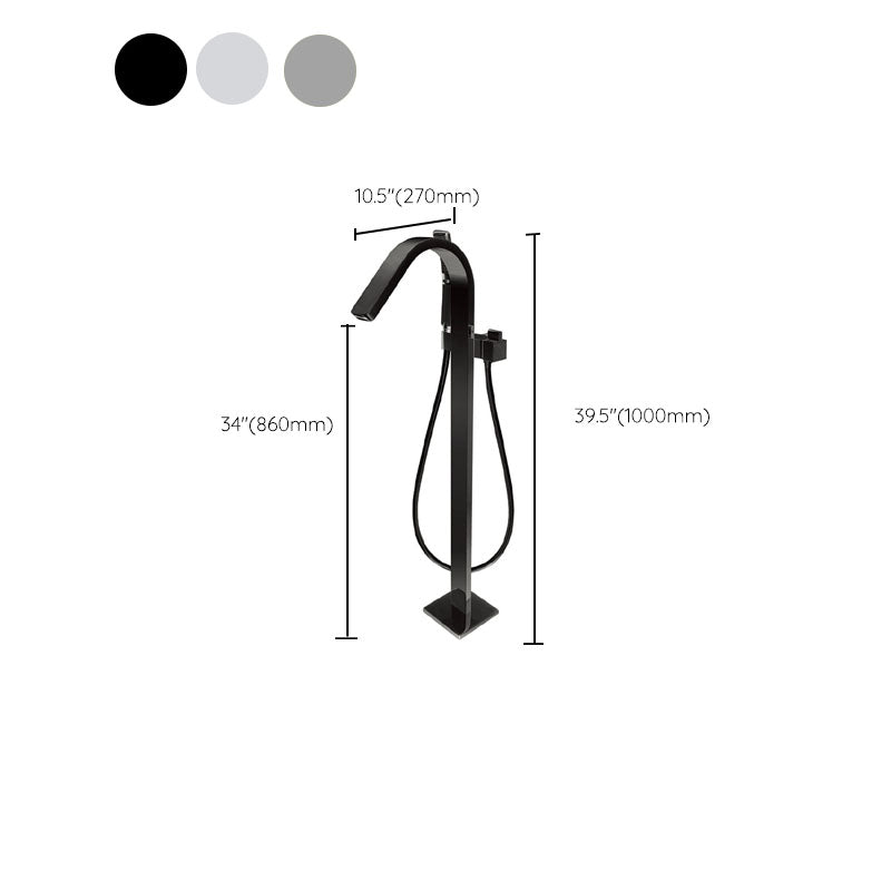 Modern Freestanding Bathtub Faucet Copper Floor Mounted Lever Handle Tub Faucet Trim