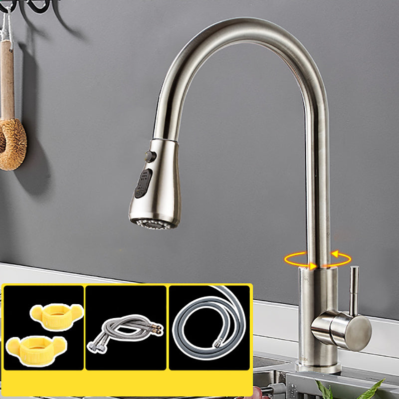 Modern Pullable Sprayer Water Filler One Handle High Arch Kitchen Faucet