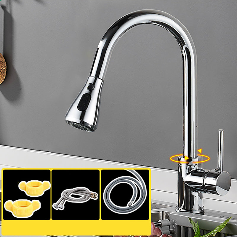 Modern Pullable Sprayer Water Filler One Handle High Arch Kitchen Faucet