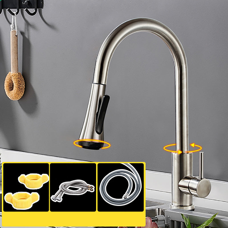 Modern Pullable Sprayer Water Filler One Handle High Arch Kitchen Faucet