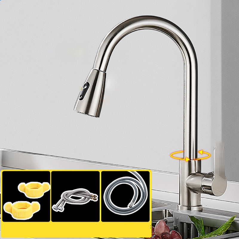 Modern Pullable Sprayer Water Filler One Handle High Arch Kitchen Faucet