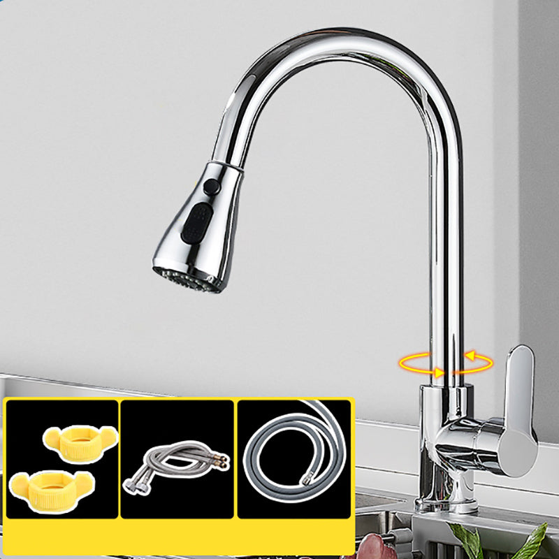 Modern Pullable Sprayer Water Filler One Handle High Arch Kitchen Faucet