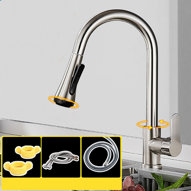 Modern Pullable Sprayer Water Filler One Handle High Arch Kitchen Faucet