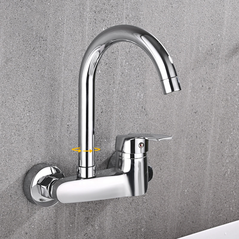 Modern Wall Mounted Single Rotary Switch Kitchen Faucet High Profile Faucet