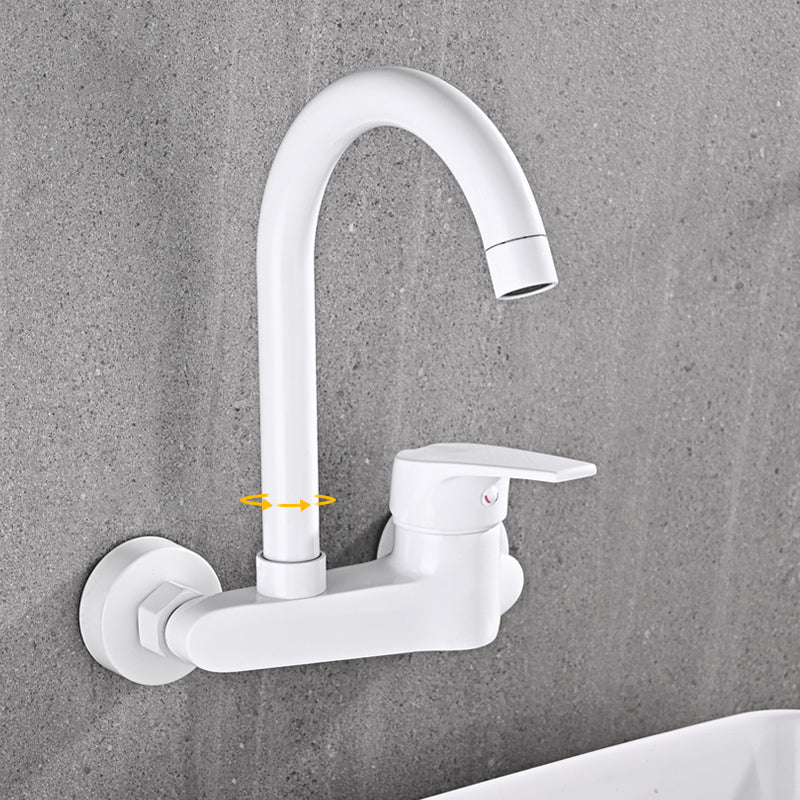 Modern Wall Mounted Single Rotary Switch Kitchen Faucet High Profile Faucet