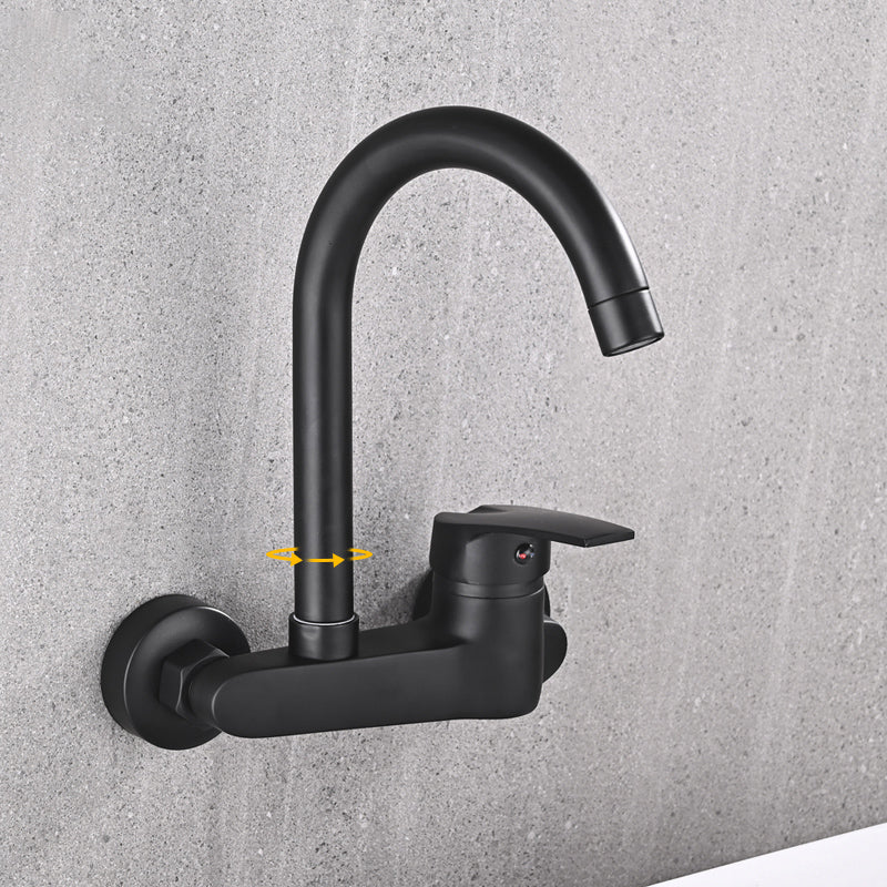 Modern Wall Mounted Single Rotary Switch Kitchen Faucet High Profile Faucet