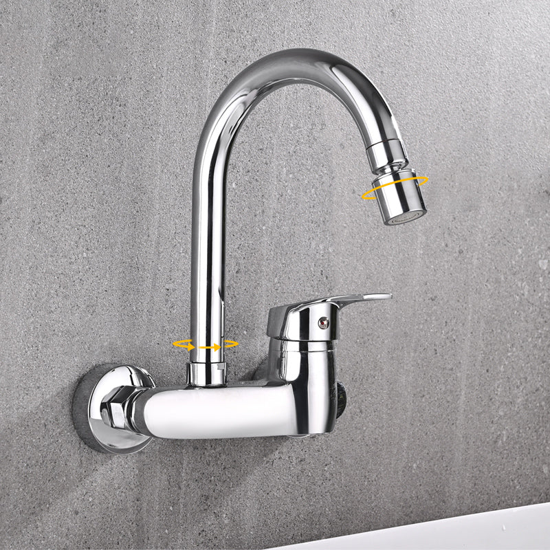 Modern Wall Mounted Single Rotary Switch Kitchen Faucet High Profile Faucet