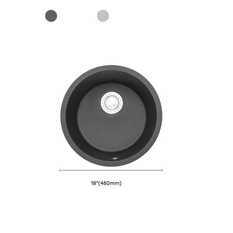 Modern Granite Single Bowl Sink with Basket Strainer Kitchen Sink