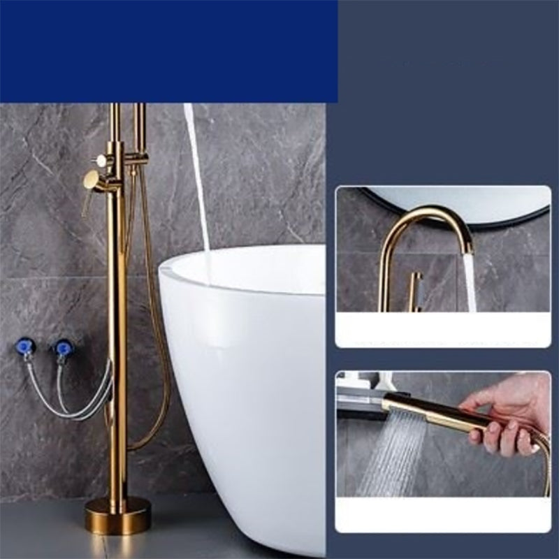 Floor Mounted Metal Freestanding Tub Filler One Hold Freestanding Tub Filler Trim