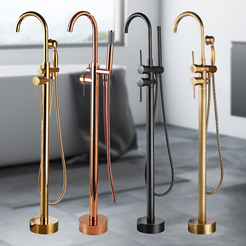 Floor Mounted Metal Freestanding Tub Filler One Hold Freestanding Tub Filler Trim