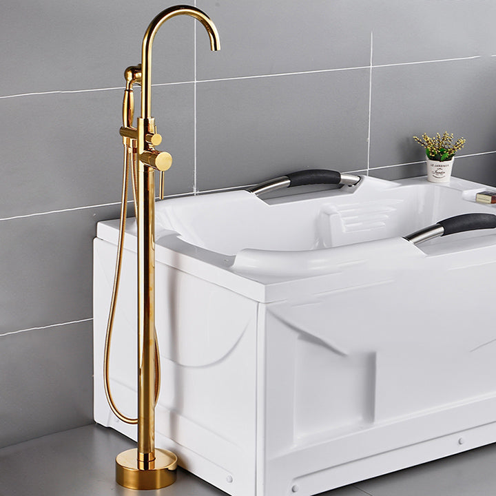 Floor Mounted Metal Freestanding Tub Filler One Hold Freestanding Tub Filler Trim