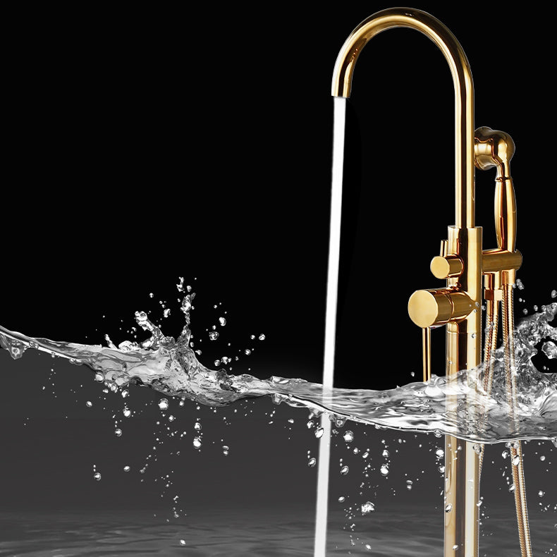 Floor Mounted Metal Freestanding Tub Filler One Hold Freestanding Tub Filler Trim