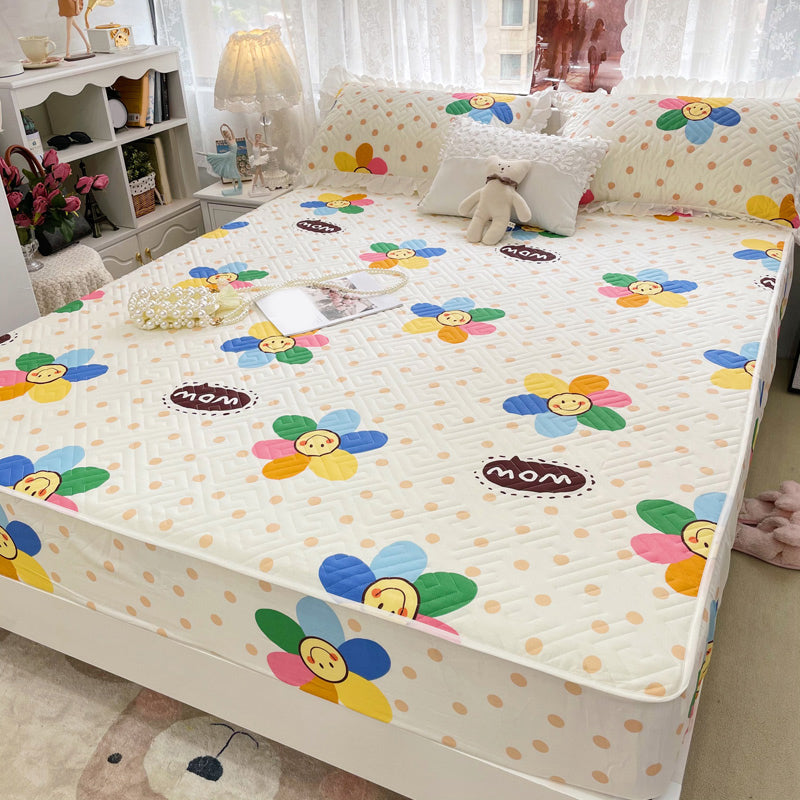 Cartoon Print Bed Sheet Set Cotton Fitted Sheet for Kid's Room