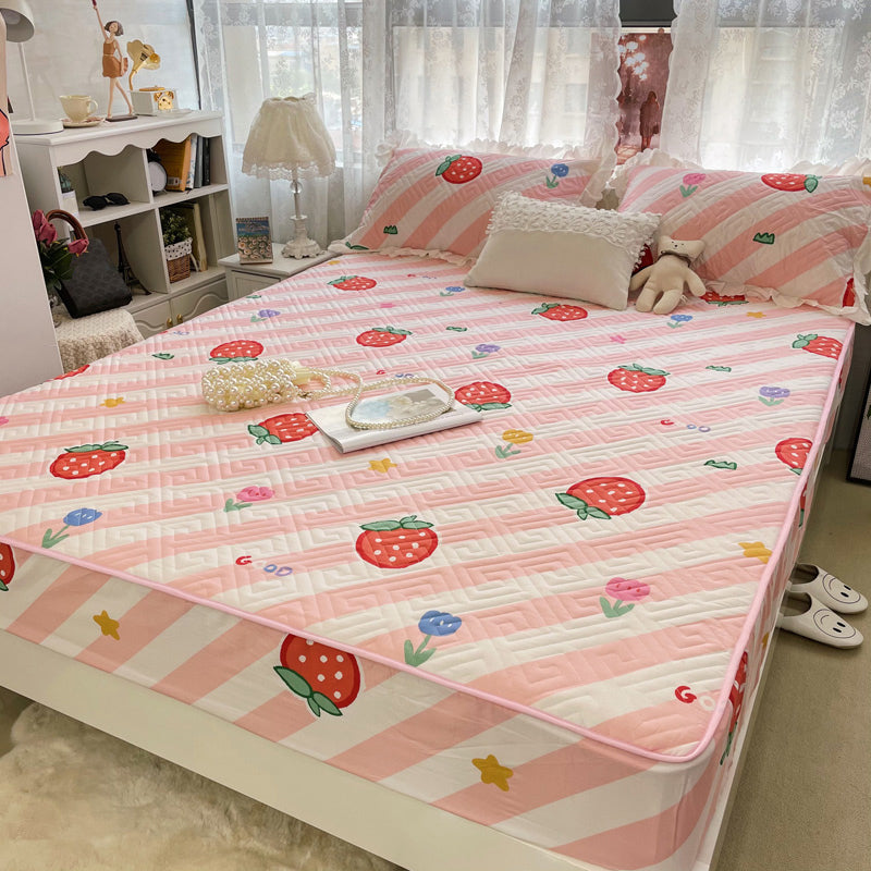 Cartoon Print Bed Sheet Set Cotton Fitted Sheet for Kid's Room