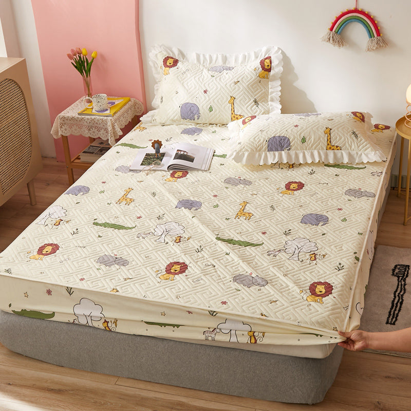 Cartoon Print Bed Sheet Set Cotton Fitted Sheet for Kid's Room