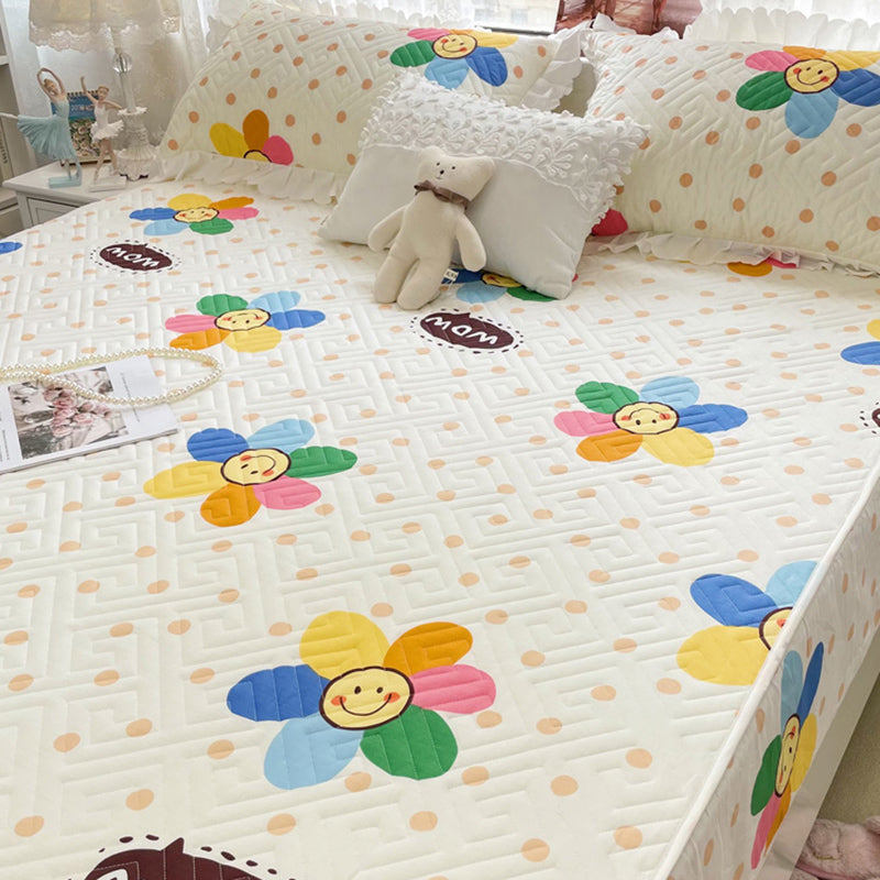 Cartoon Print Bed Sheet Set Cotton Fitted Sheet for Kid's Room